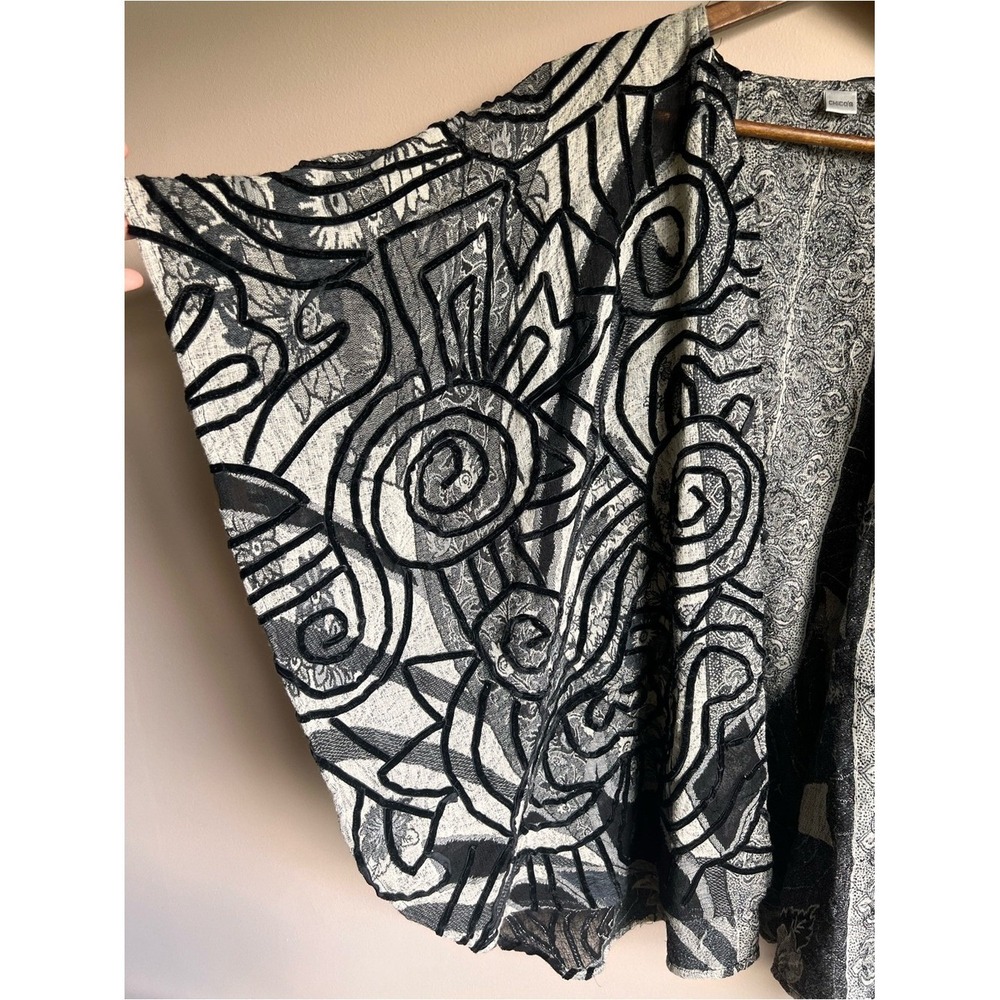 Chicos Velvet Burnout Abstract Print One Size Wool Kimono Shawl Whimsigoth Artsy